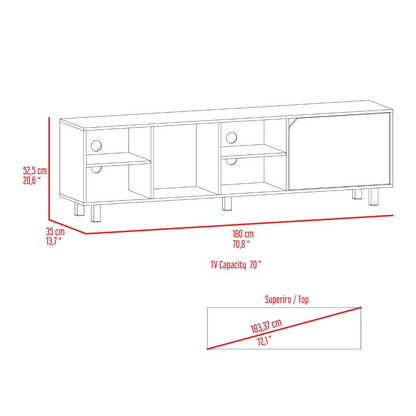 Valdivia Tv Stand for TV´s up 70", Four Open Shelves, Five Legs