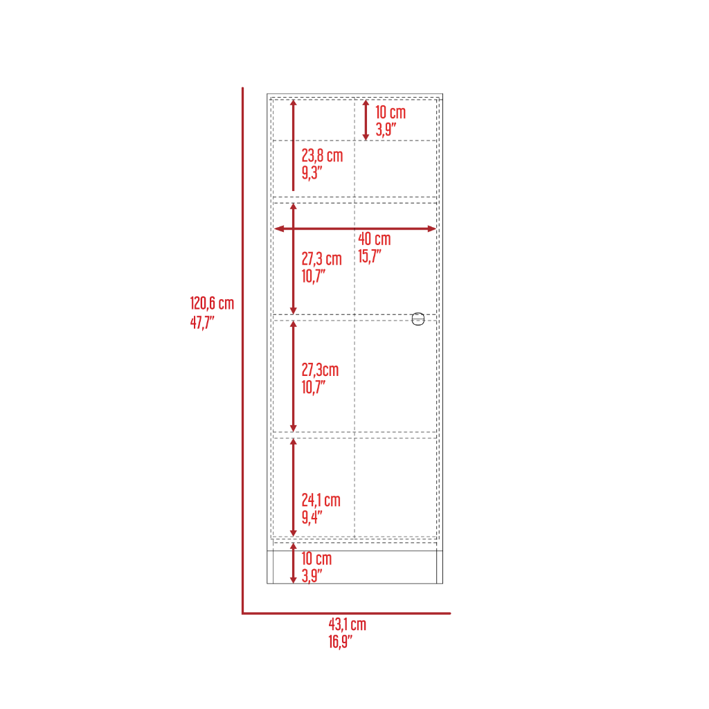 Catalano Pantry , Single Door Cabinet, Four Interior Shelves