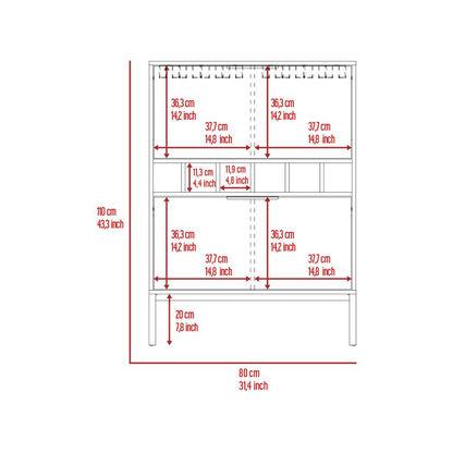 Lyrata Bar Cabinet, Six Wine Cubbies, Double Door