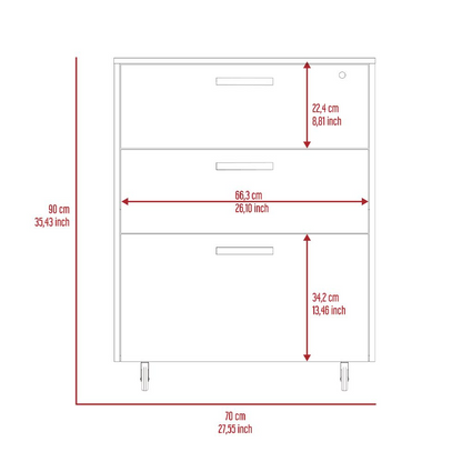 Storage Cabinet - Superior Top, Drawer Base Cabinet, Three Drawers, Four Casters