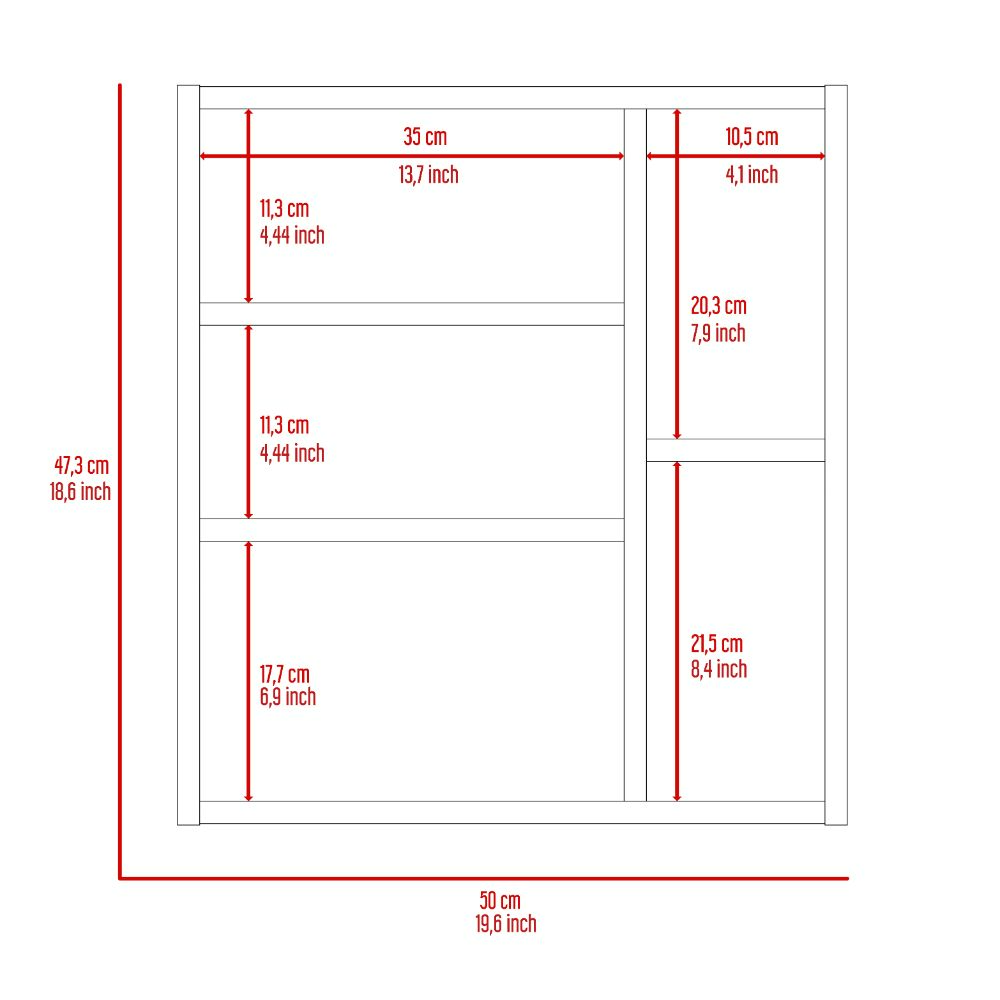 Oman Medicine Cabinet, Three Internal Shelves, Single Door, Two External Shelves