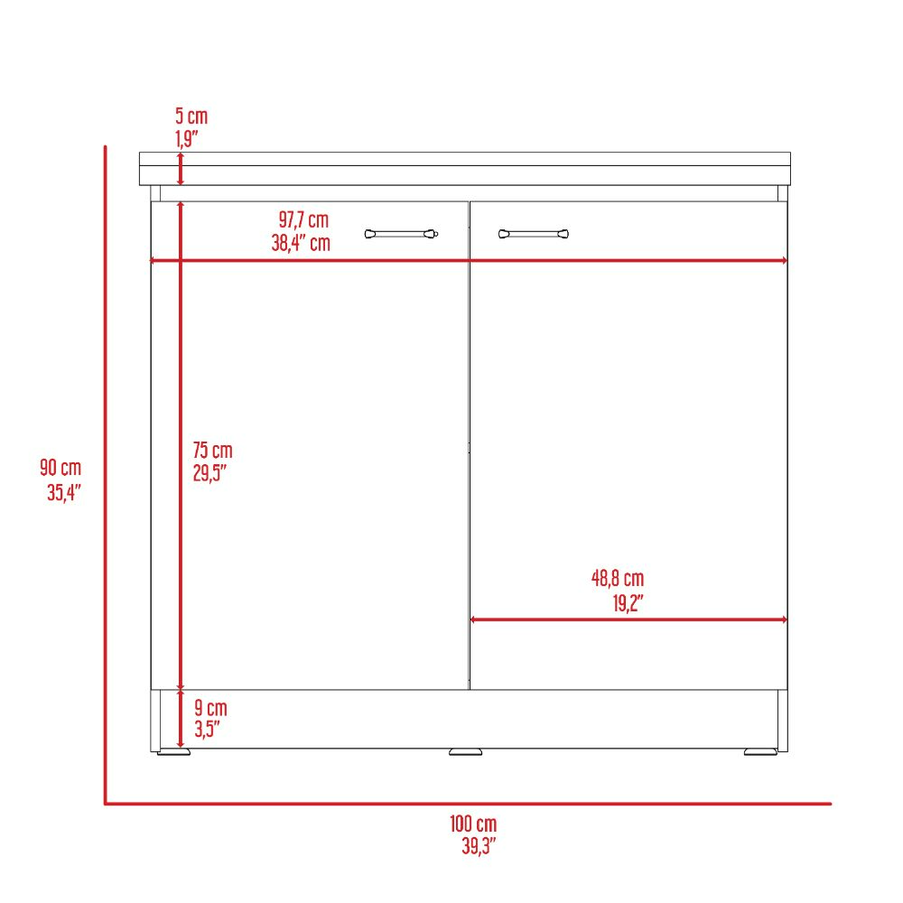 Napoles Utility Sink, Two Shelves, Double Door Cabinet