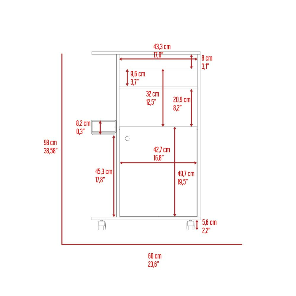 Clip Kitchen Cart, Single Door Cabinet, Four Casters