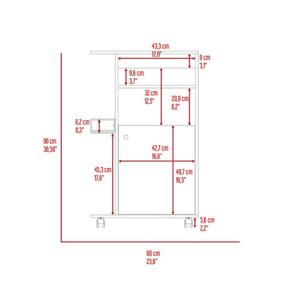 Clip Kitchen Cart, Single Door Cabinet, Four Casters