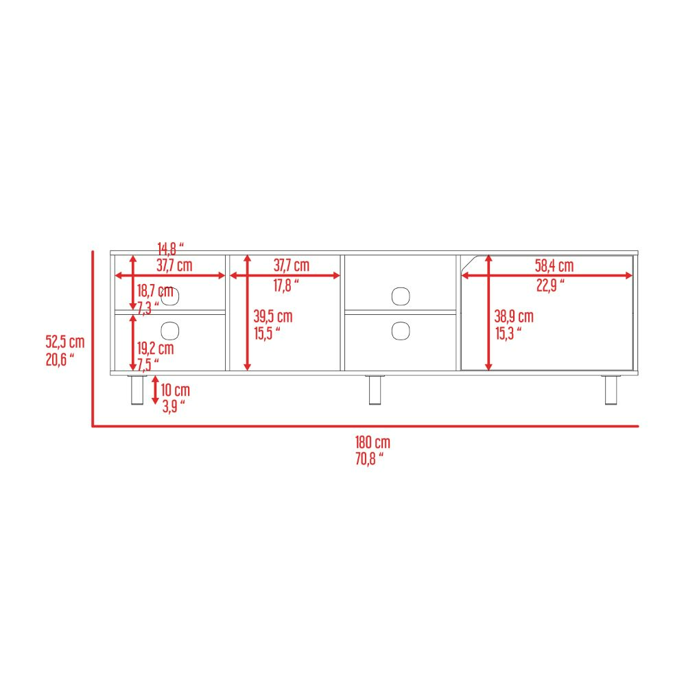 Valdivia Tv Stand for TV´s up 70", Four Open Shelves, Five Legs