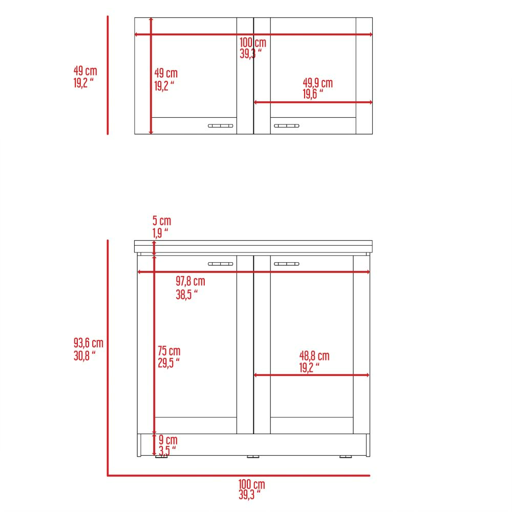 Zurich Cabinet Set, Two Shelves