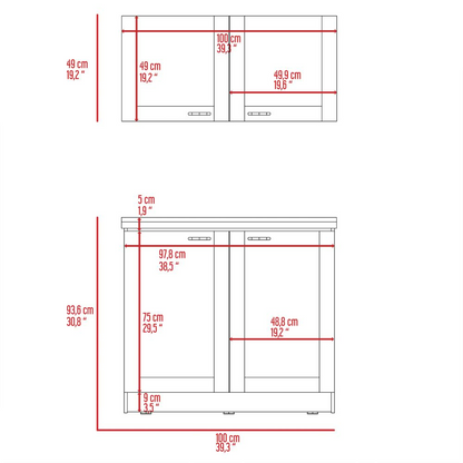 Zurich Cabinet Set, Two Shelves