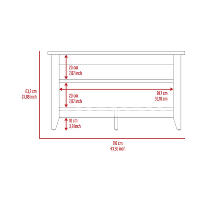 Misuri Storage Bench, Four Legs, Two Open Shelves