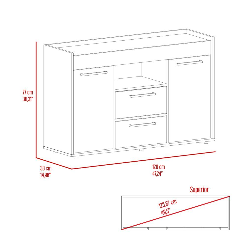 Lombardo Sideboard, Two Drawers, Double Door Cabinets