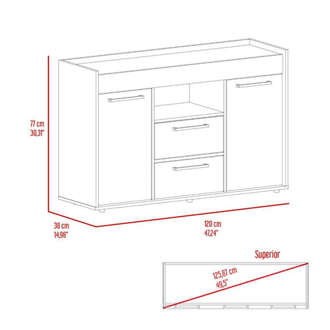 Lombardo Sideboard, Two Drawers, Double Door Cabinets