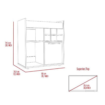 Lyon Bar Cabinet, Six Cubbies, Cabinet With Divisions, Two Concealed Shelves