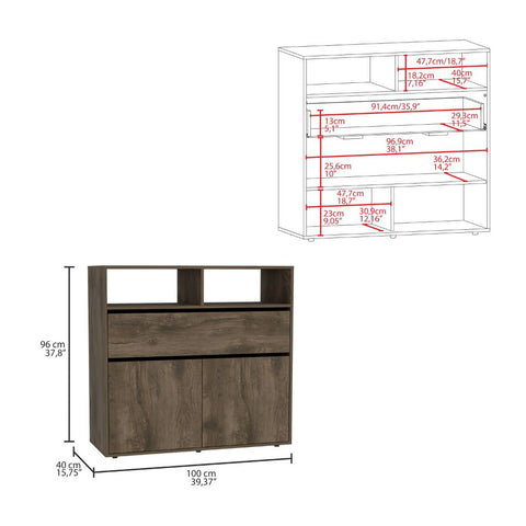 Galanto Dresser, One Drawer, Double Door Cabinet, Five Shelves