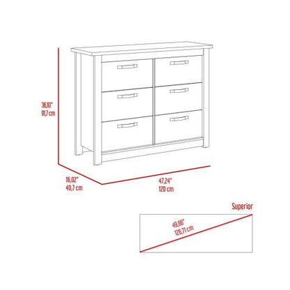 Becca 6 Drawer Double Dresser, Metal Hardware