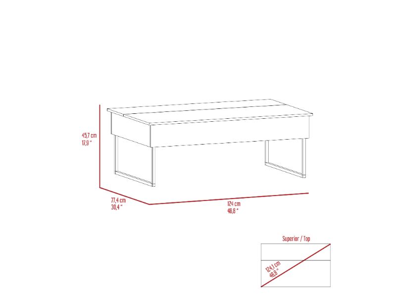 Bianchi Lift Top Coffee Table, Two Legs