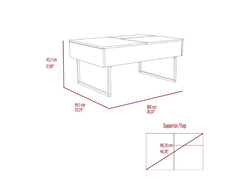 Beyond Lift Top Coffee, Two Legs, One Drawer