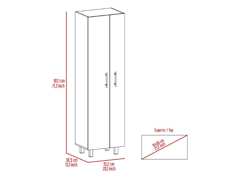 Nala Cleaning Cabinet, Double Door Cabinet, Four Legs, Five Shelves