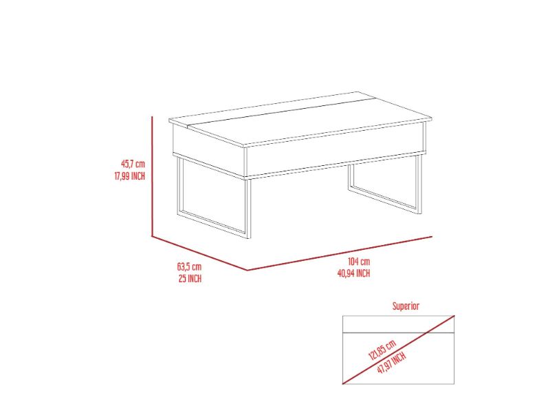 Marino Lift Top Coffee Table,Two Legs