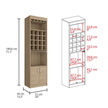 Beijing Kava Bar Cabinet, Double Door, Two Shelves, Sixteen Wine Cubbies