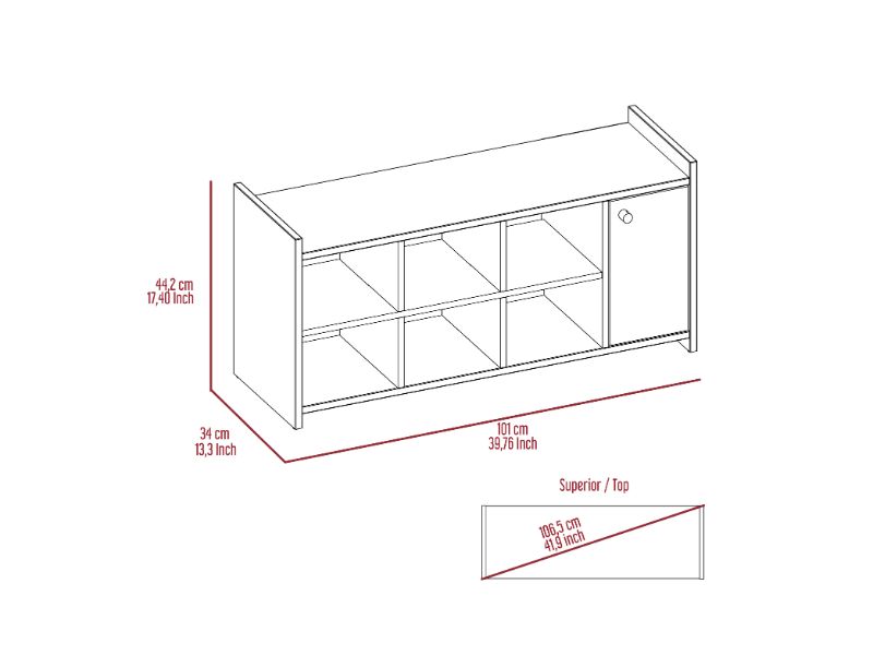 Rizzo Storage Unit With Door, Six Shoes Capacity, Six Cubbies, Door