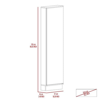 Leto Xl Shoe Rack, Mirror, Five Interior Shelves, Single Door Cabinet