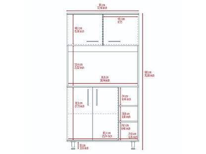 95 Pantry Kit, Four Legs, Double Door Cabinet, Three Shelves