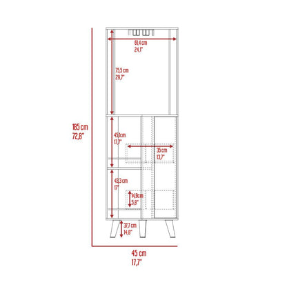 Cincinatti Corner Bar Cabinet, Cup Rack, Two External Shelves, One Drawer, Four Legs