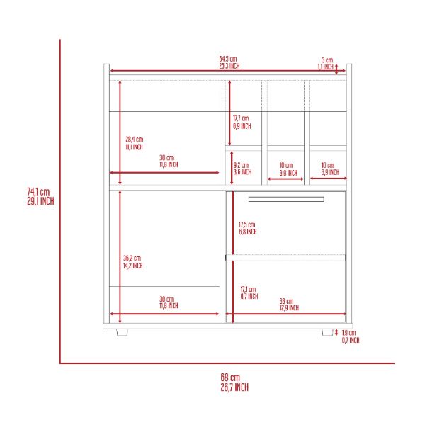 Lyon Bar Cabinet, Six Cubbies, Cabinet With Divisions, Two Concealed Shelves