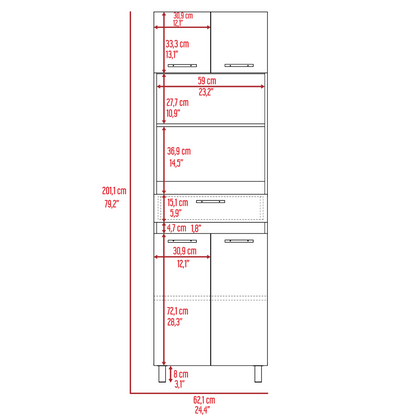 Caribe Microwave Cabinet, Four Legs, One Drawer, Double Door, One Shelf