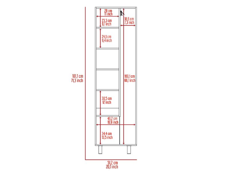 Nala Cleaning Cabinet, Double Door Cabinet, Four Legs, Five Shelves