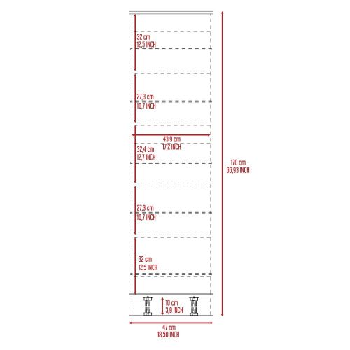 Leto Xl Shoe Rack, Mirror, Five Interior Shelves, Single Door Cabinet