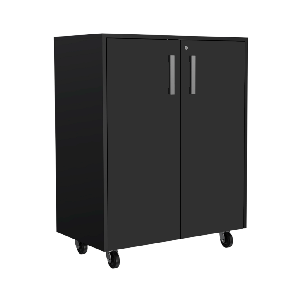 Storage Cabinet, Casters, Double Door, Two Interior Shelves