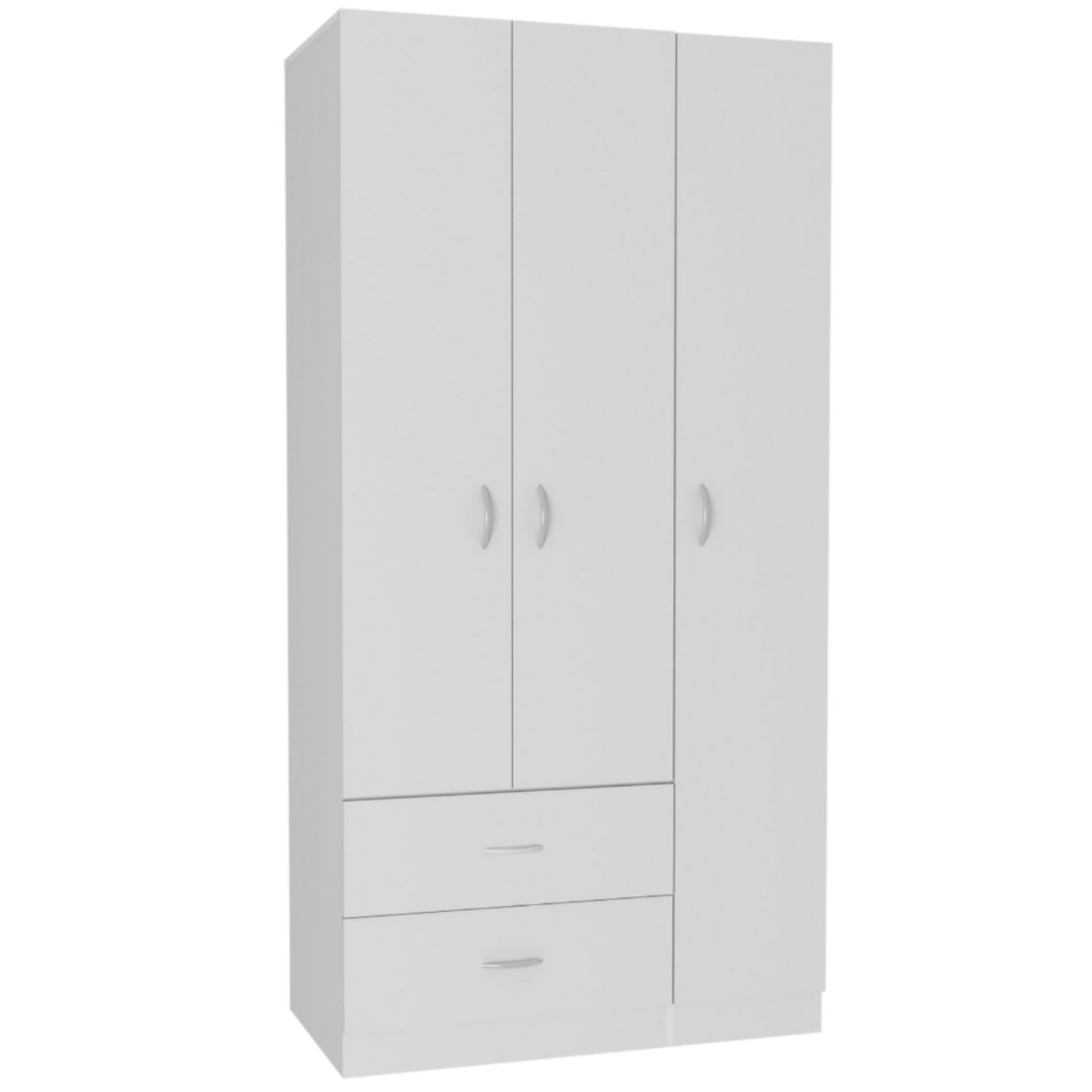 Austral 3 Doors Armoire, Metal Rod, Two Drawers, Single Door, Double Door Cabinets