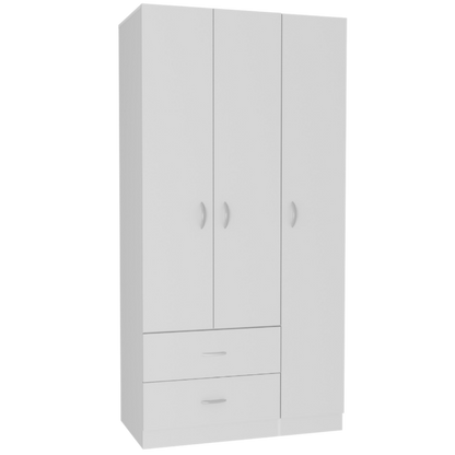 Austral 3 Doors Armoire, Metal Rod, Two Drawers, Single Door, Double Door Cabinets