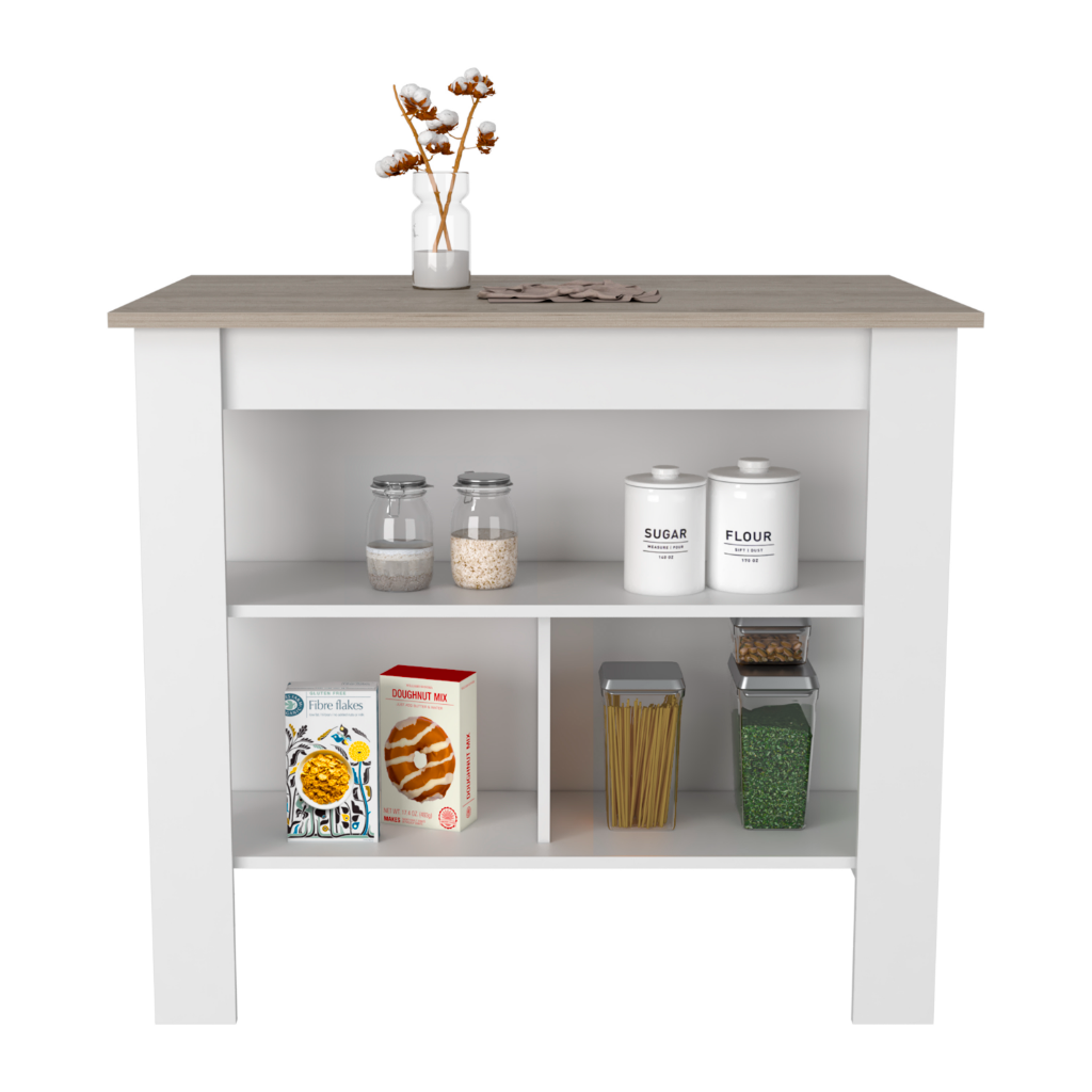 Cala Kitchen Island Antibacterial, Three Shelves, Four Legs