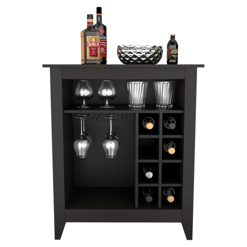 Essential Bar Cabinet, One Open Shelf, Six Wine Cubbies, One Drawer