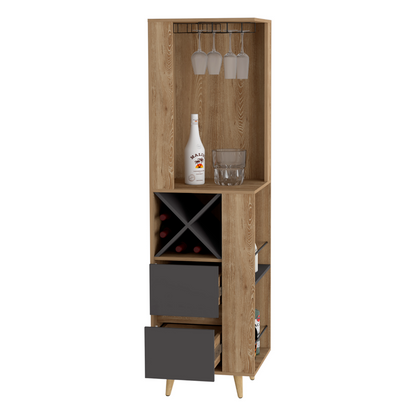 Salem Corner Bar Cabinet, Two External Shelves, Two Drawers, Four Wine Compartments
