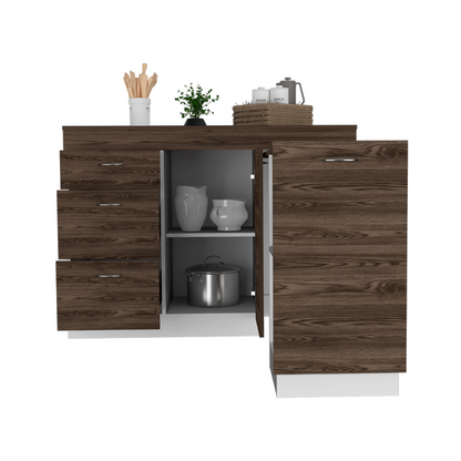 Grecia Kitchen Base Cabinet,Three Drawers, Two Internal Shelves