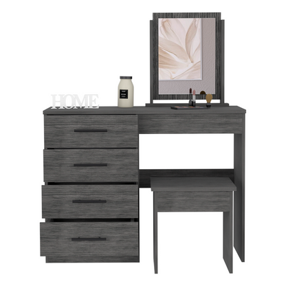 Kaia Makeup Dressing Table, Four Drawers, One Mirror, Stool