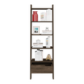 Oslo Ladder Bookcase, Four Legs, One Drawer, Five Open Shelves