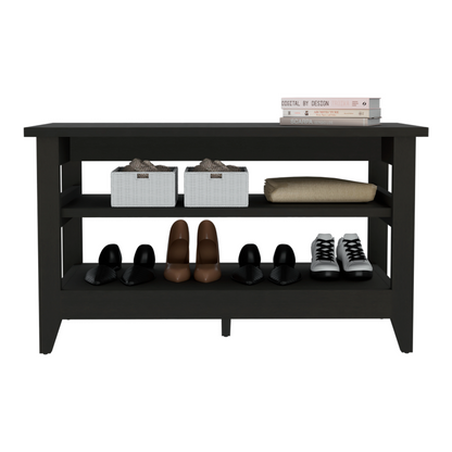 Misuri Storage Bench, Four Legs, Two Open Shelves