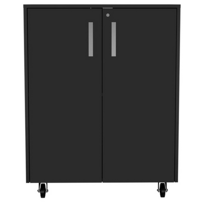 Storage Cabinet, Casters, Double Door, Two Interior Shelves