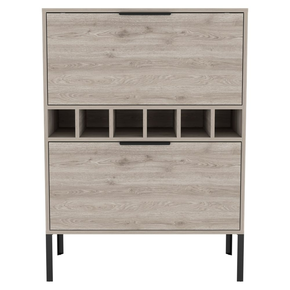Lyrata Bar Cabinet, Six Wine Cubbies, Double Door