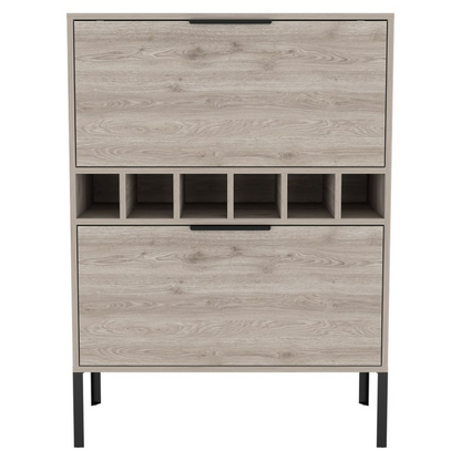 Lyrata Bar Cabinet, Six Wine Cubbies, Double Door