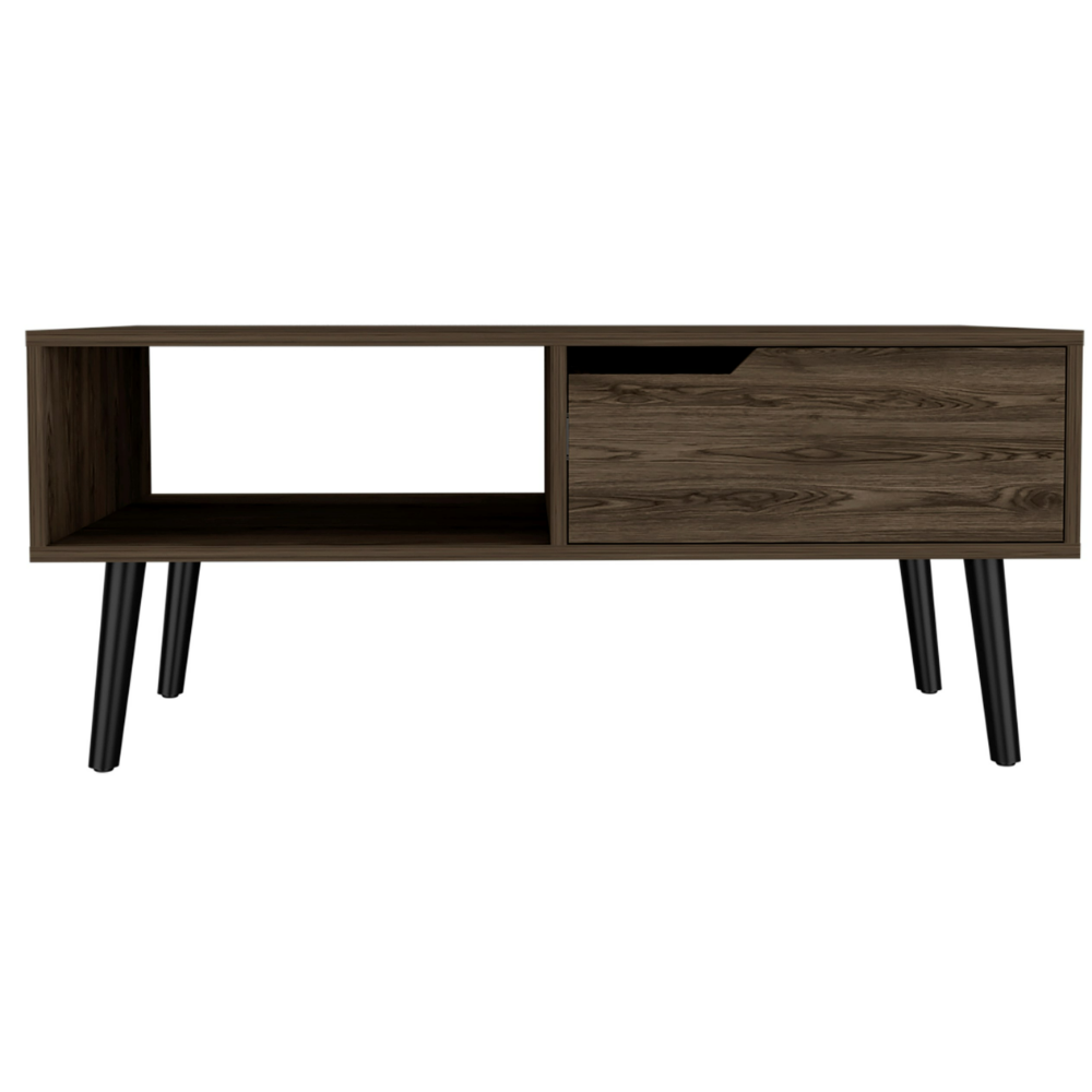 Oslo Coffee Table, One Drawer, One Open Shelf, Four Legs