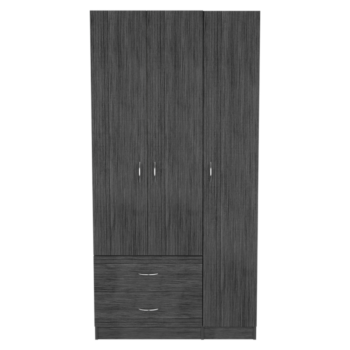 Austral 3 Doors Armoire, Metal Rod, Two Drawers, Three Door Cabinets