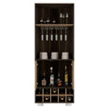 Fraktal Corner Bar Cabinet, Ten Wine Cubbies, Two Shelves, Double Door