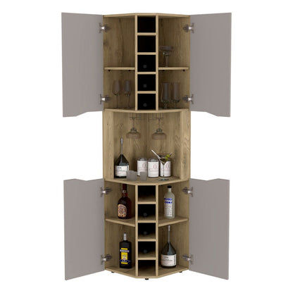 Obregon Corner Bar Cabinet, Ten Wine Cubbies, Single Door