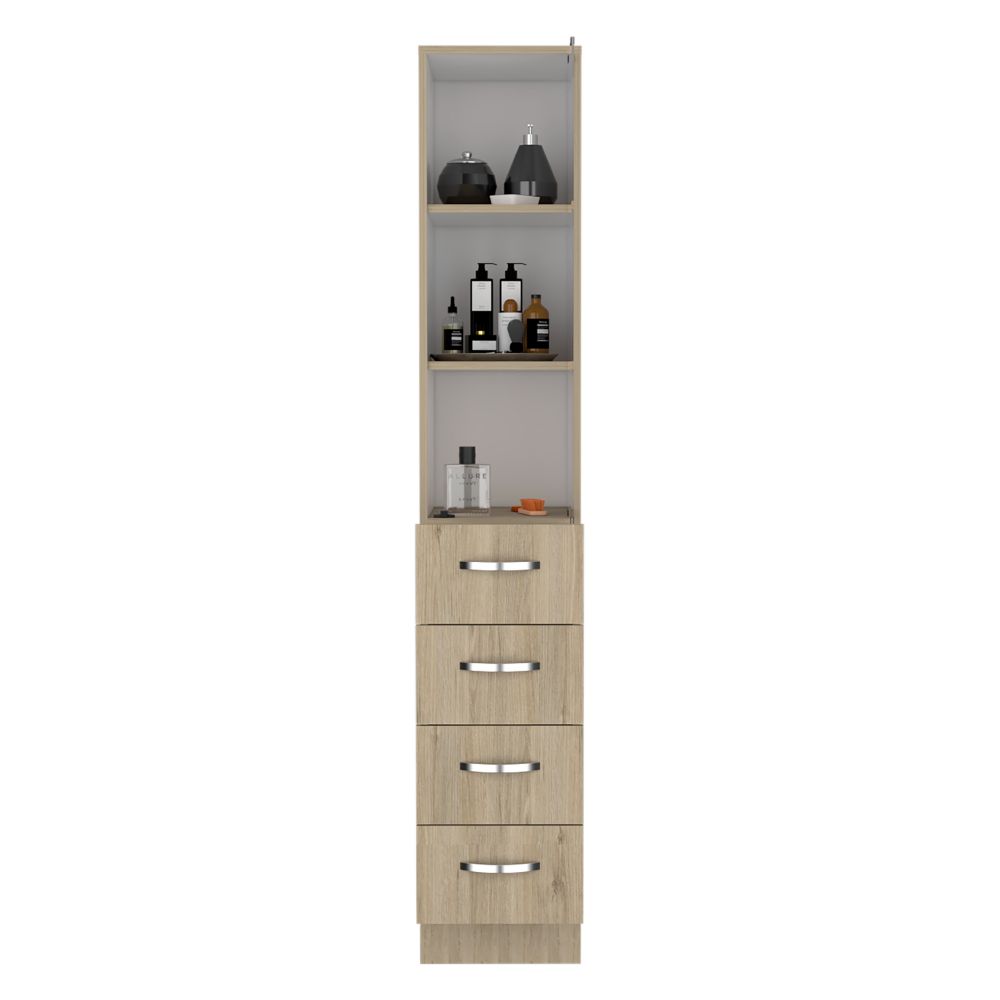 Vanguard Linen Cabinet, Three Shelves, Four Drawers