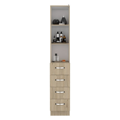 Vanguard Linen Cabinet, Three Shelves, Four Drawers
