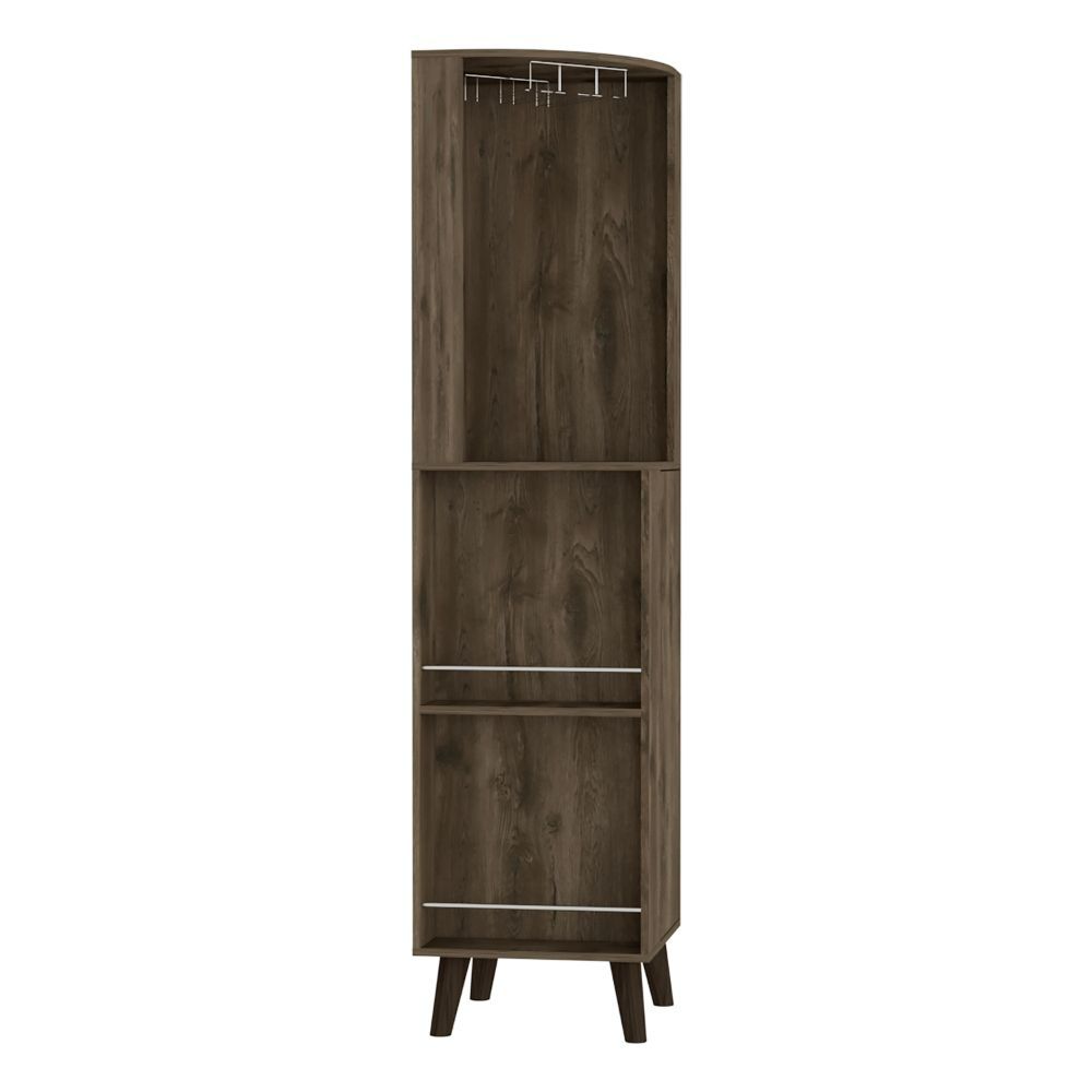 Cincinatti Corner Bar Cabinet, Cup Rack, Two External Shelves, One Drawer, Four Legs